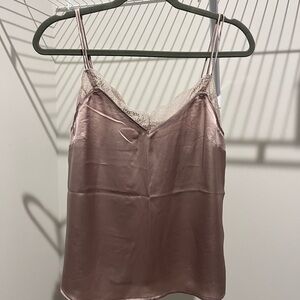 Abercrombie & Fitch Satin Lace Cami in Soft Pink